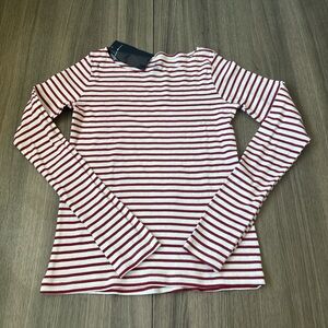Brandy Melville Red White Striped Long Sleeve Top NWT One Size